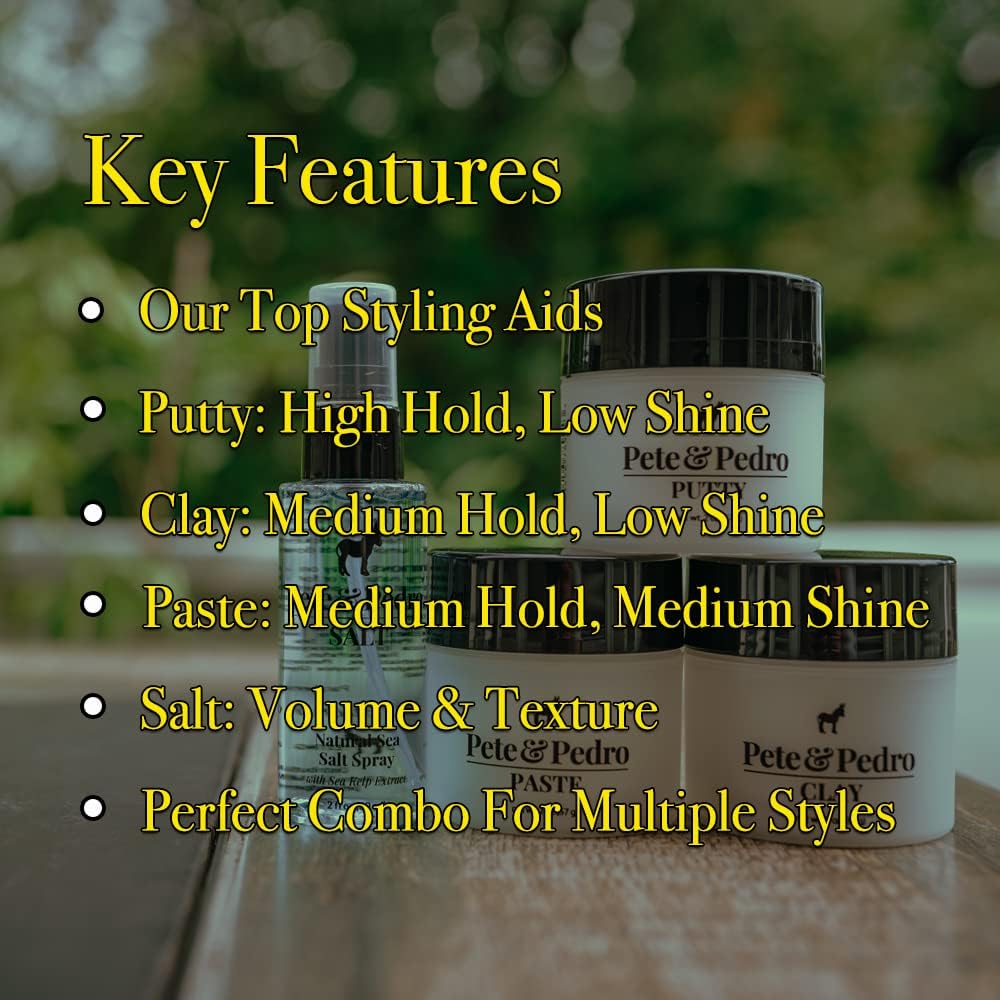 Pete & Pedro hair clay bottle displaying matte finish and medium hold