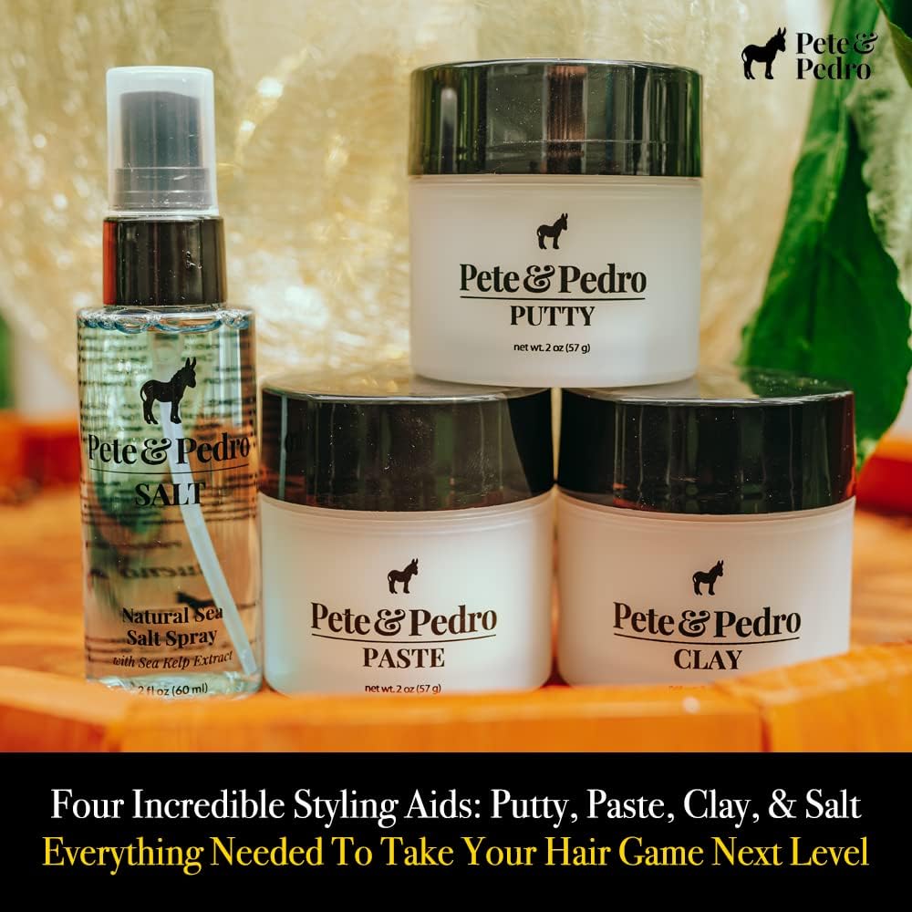 Pete & Pedro hair putty bottle for firm, pliable hold with no crunch