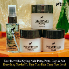 Pete & Pedro hair putty bottle for firm, pliable hold with no crunch
