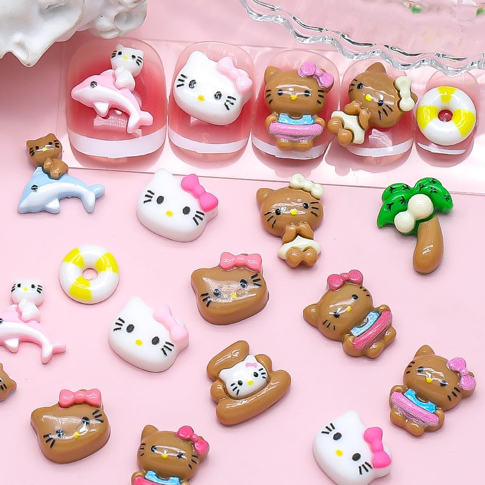 Pethawata 3D cat charm for nails adds playful sparkle to your manicure