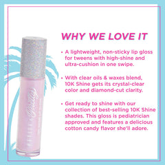 Petite N Pretty 10K Shine Lip Gloss Shell Shocked applicator demonstrates precise kid-friendly application.