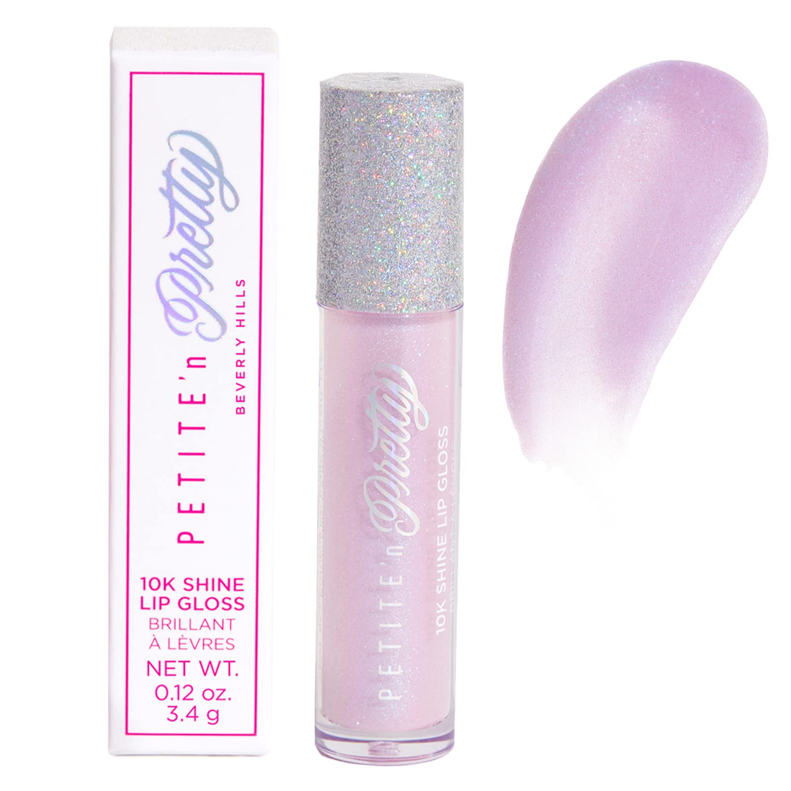 Petite N Pretty 10K Shine Lip Gloss Shell Shocked bottle closeup shows high-gloss shine.