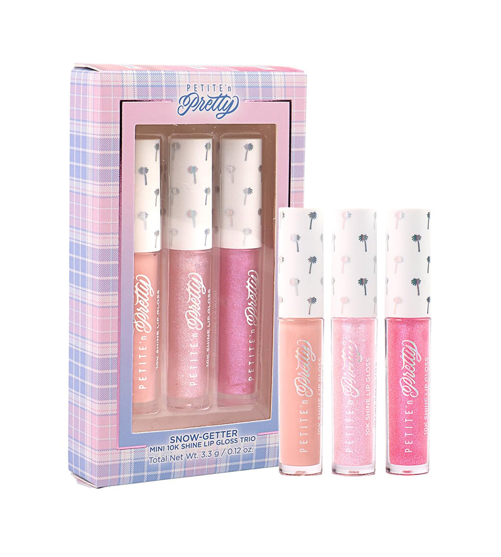 Petite 'N Pretty Snow Getter gloss Snow Cute iridescent shade swatch.