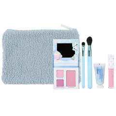 Petite 'N Pretty Sparkle Storm blue sherpa bag for travel-friendly makeup storage