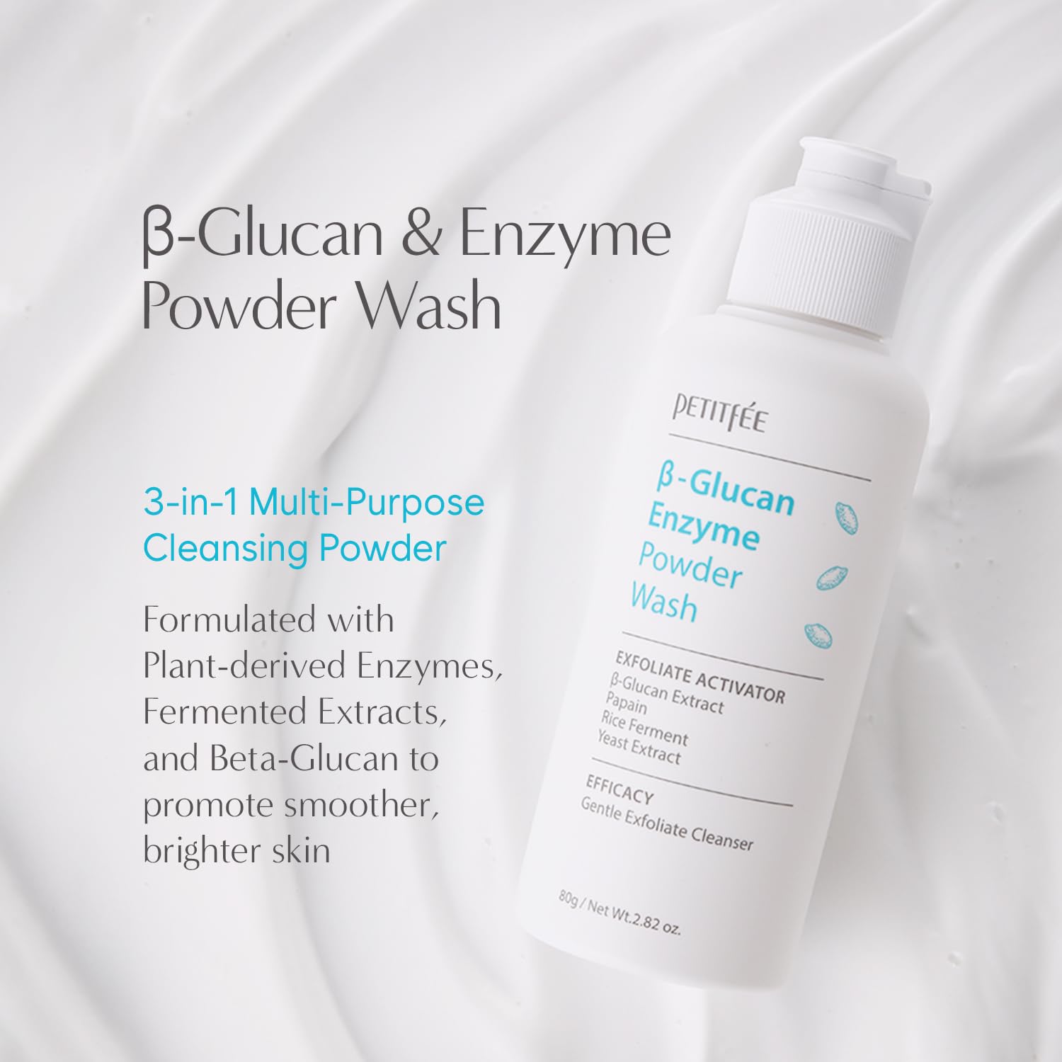 Petitfee B-Glucan Enzyme Wash papain enzyme action softens dead skin cells