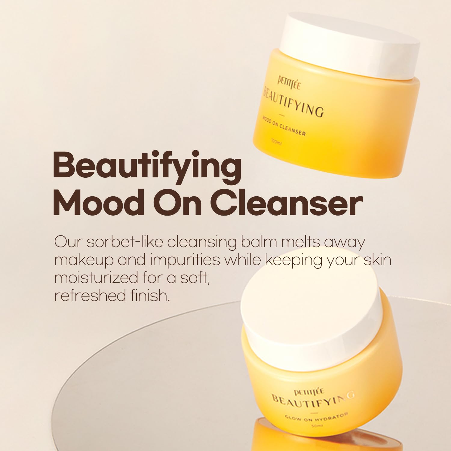 Petitfee Beautifying Mood On Cleanser sorbet texture, melts to oil on contact.