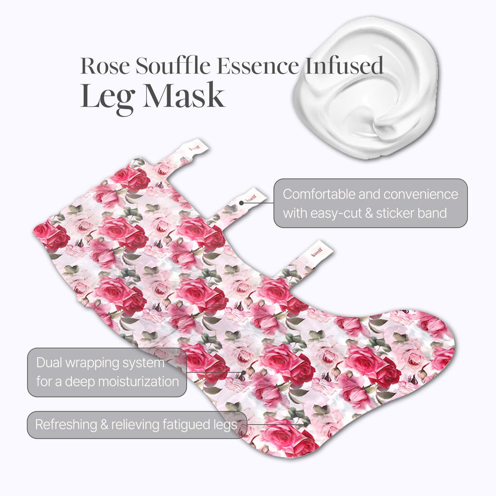 Dual-wrap design preserving moisture on wrapped legs with Petitfee Koelf mask.