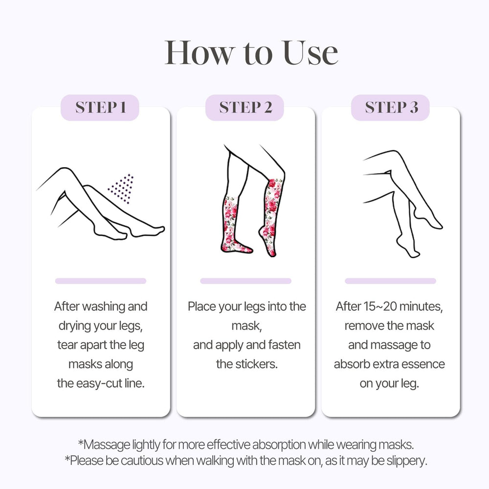Ready-to-use Petitfee Koelf Rose Petal Satin Leg Mask for easy home care.