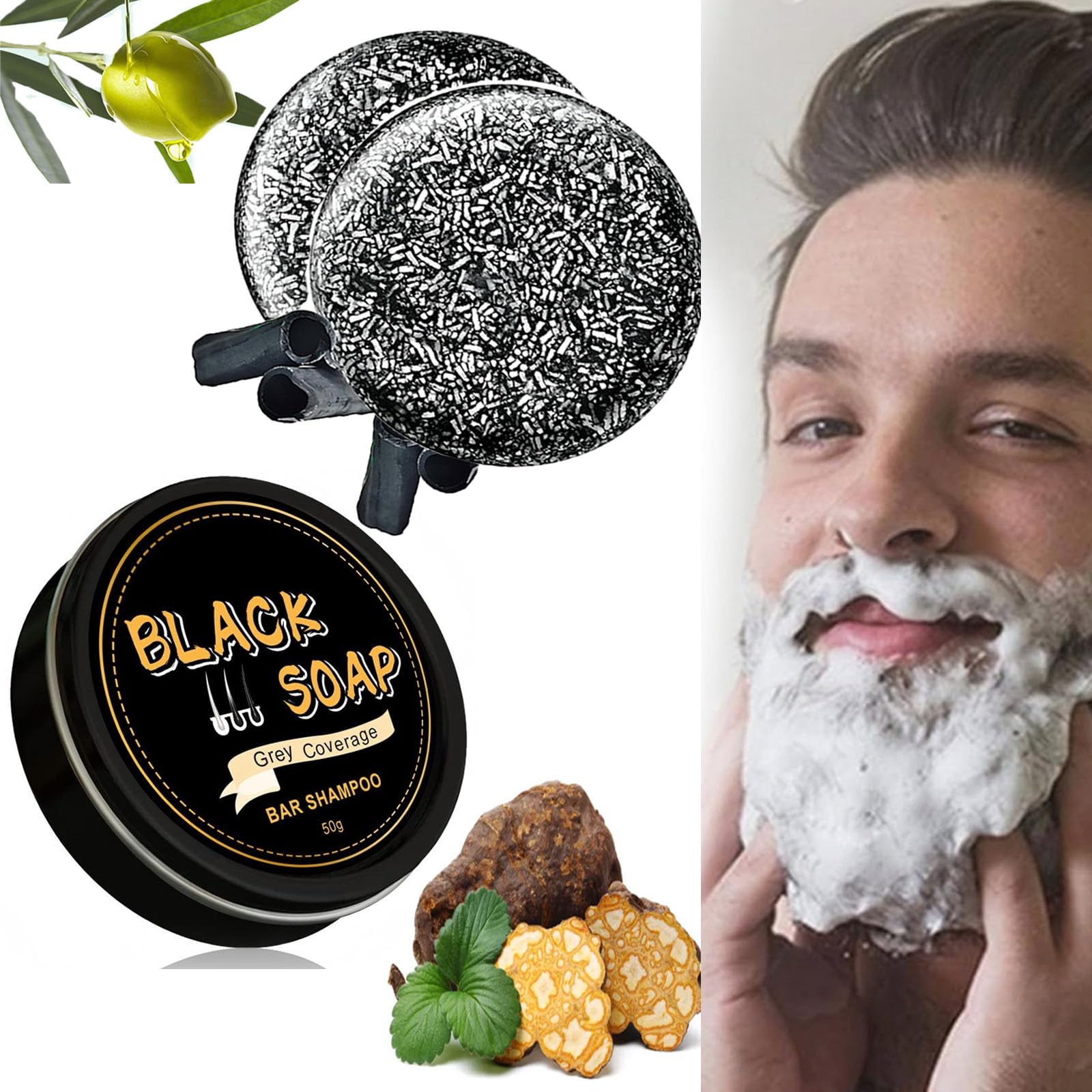 Pewatul Gray Hair Reverse Bar daily-use demo on hair and beard implies versatile results.