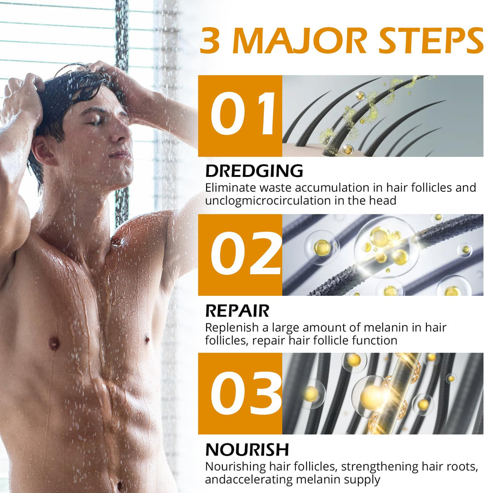 Pewatul Gray Hair Reverse Bar natural ingredients panel features ginseng and black sesame for nourishment.