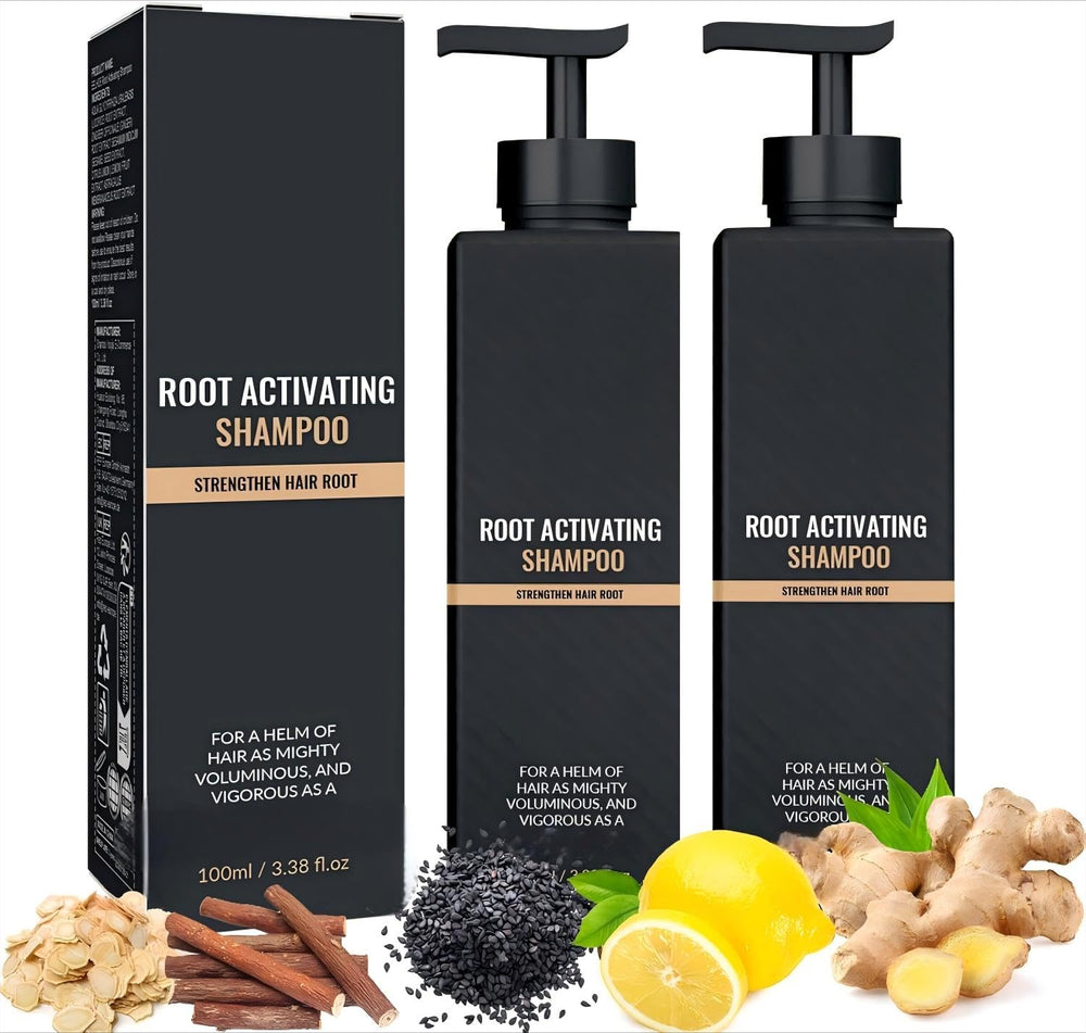 pewatul Root Activator Shampoo bottle application showing the product in hand for daily use