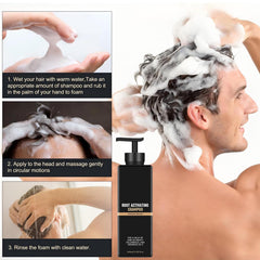 pewatul Root Activator Shampoo close-up highlights growth-supporting formula on scalp