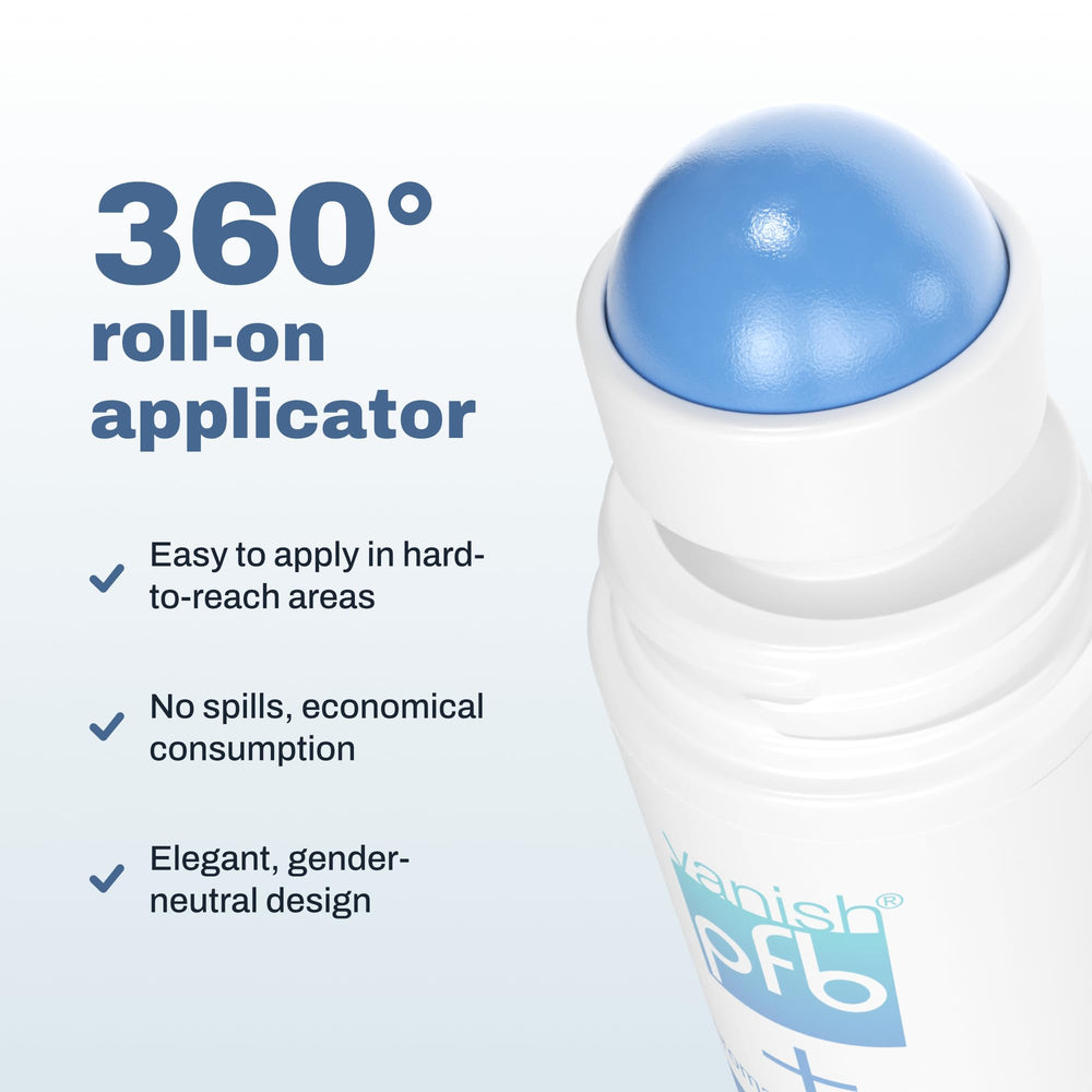 PFB Vanish applied on skin to demonstrate soothing care.