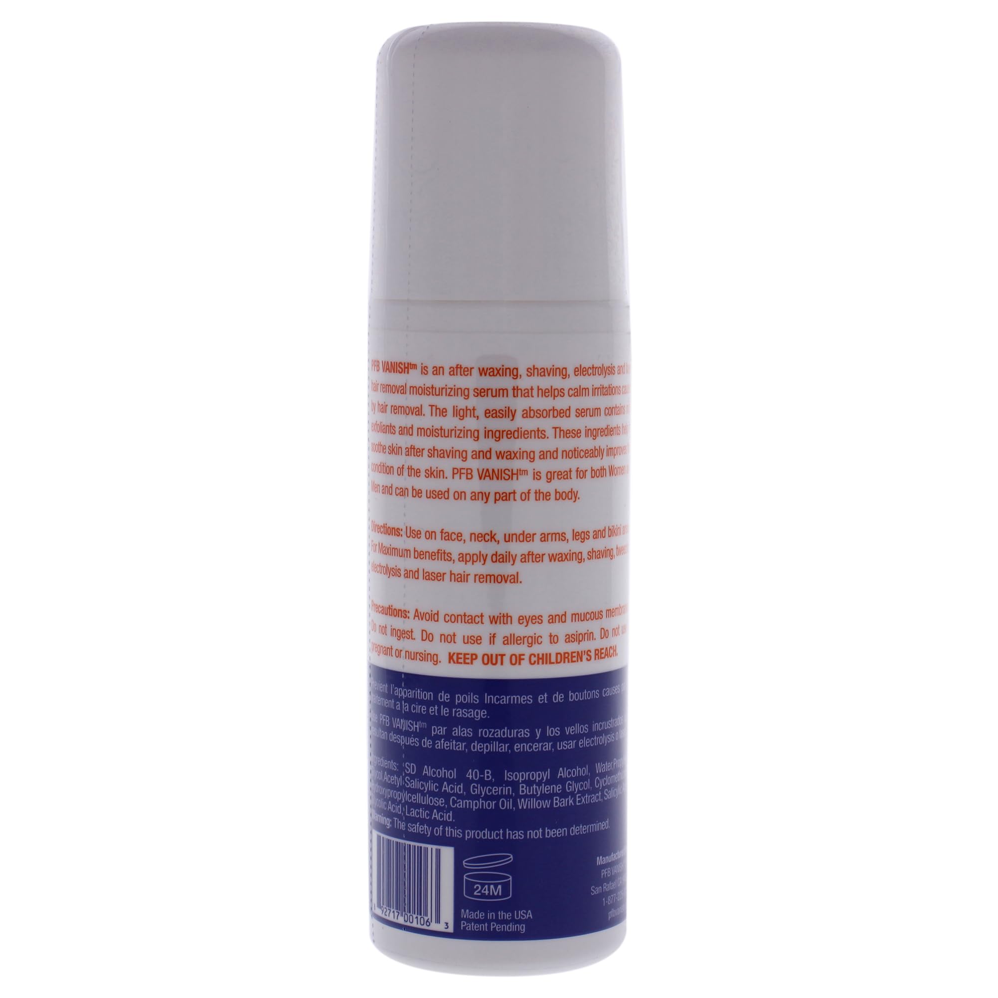PFB Vanish Roll On applicator; easy, mess-free post shave care.