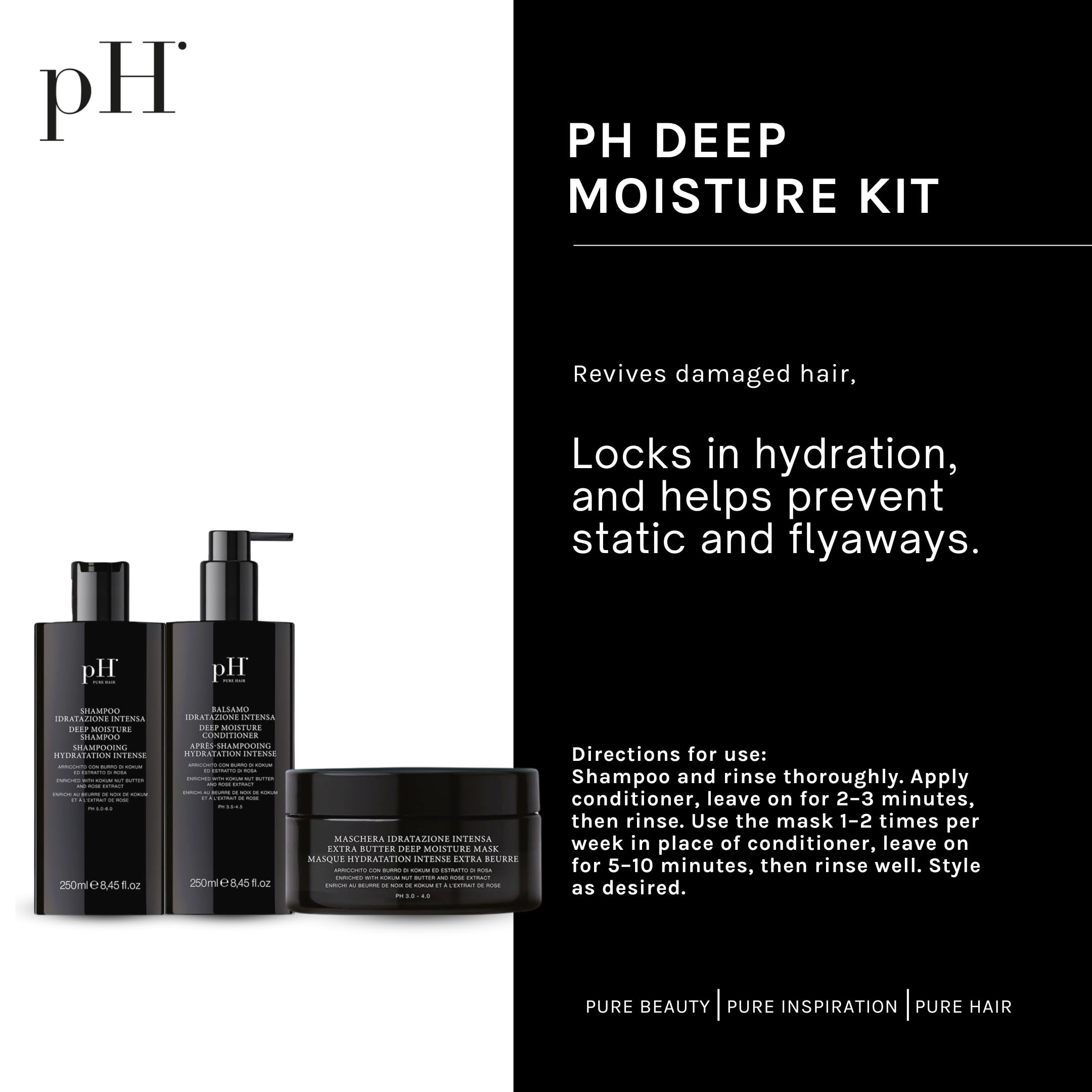 Ph Pure Hair Deep Moisture Conditioner bottle delivers frizz control and smoothness.
