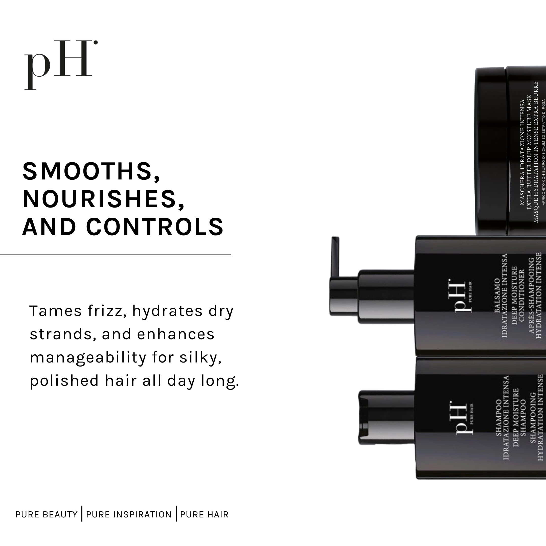 Ph Pure Hair shampoo lather demonstrates cleansing action and fresh scalp feel.