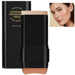 Phanund Foundation Stick packaging showcases sleek 2-in-1 design for portable makeup.