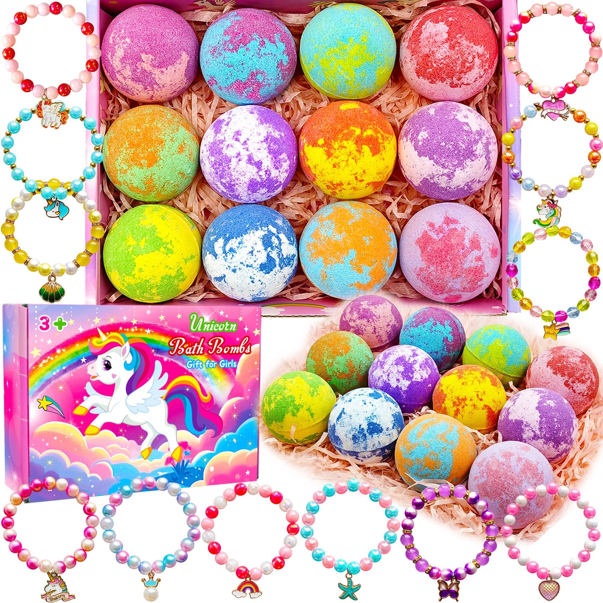 Phaorui unicorn bath bomb with bracelet surprise inside for kids' bath time