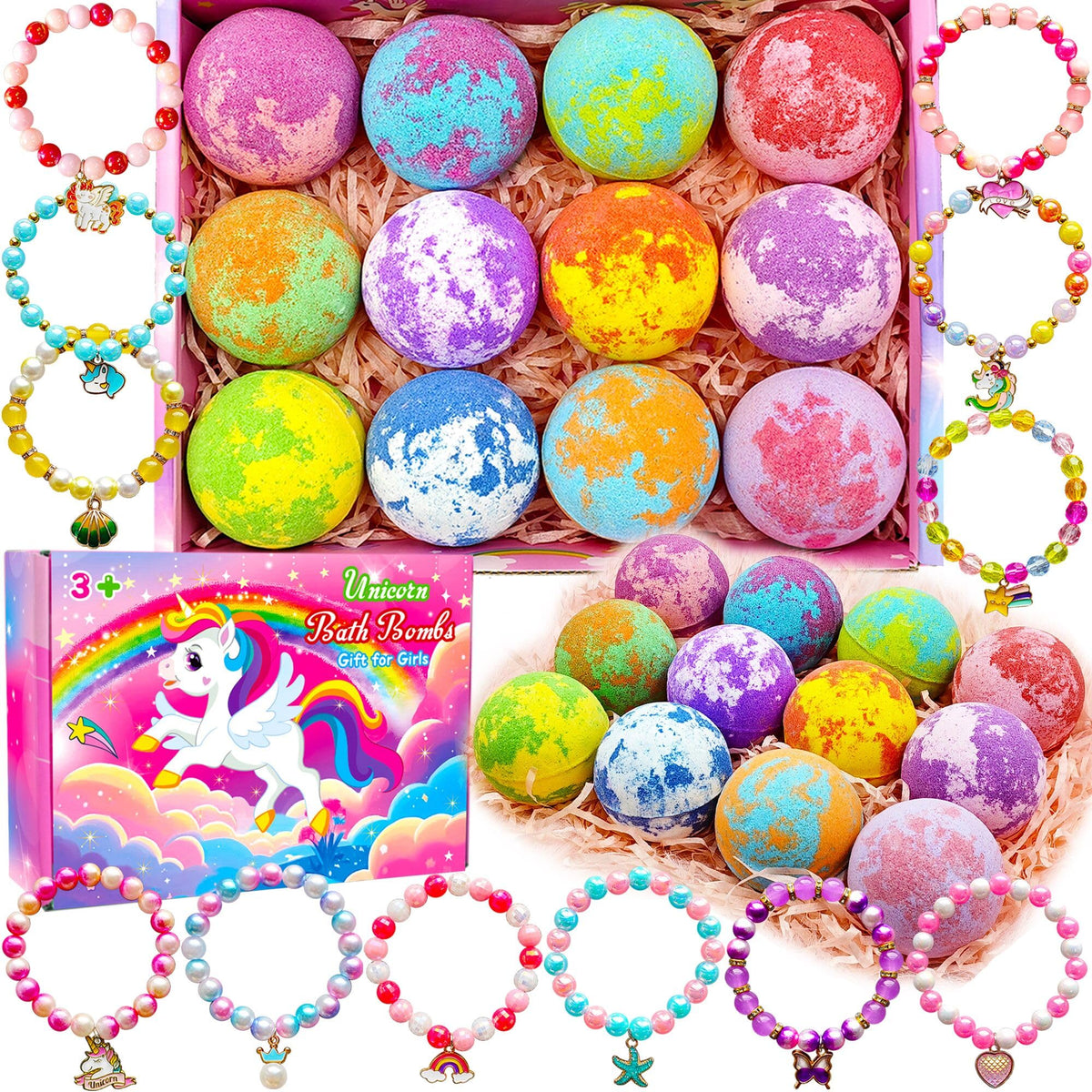 Phaorui unicorn bath bomb with bracelet surprise inside for kids' bath time