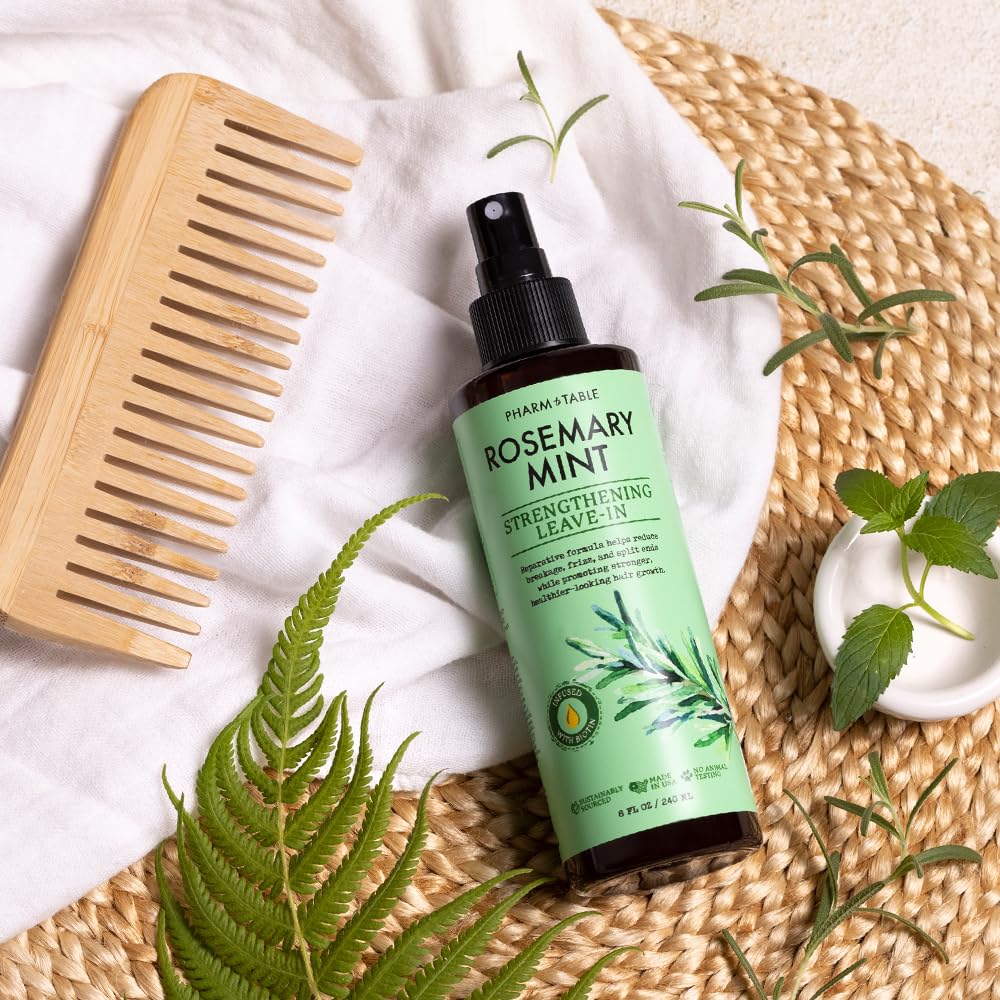 PHARM TO TABLE Leave-In Conditioner in action on hair for easier detangling and softness.
