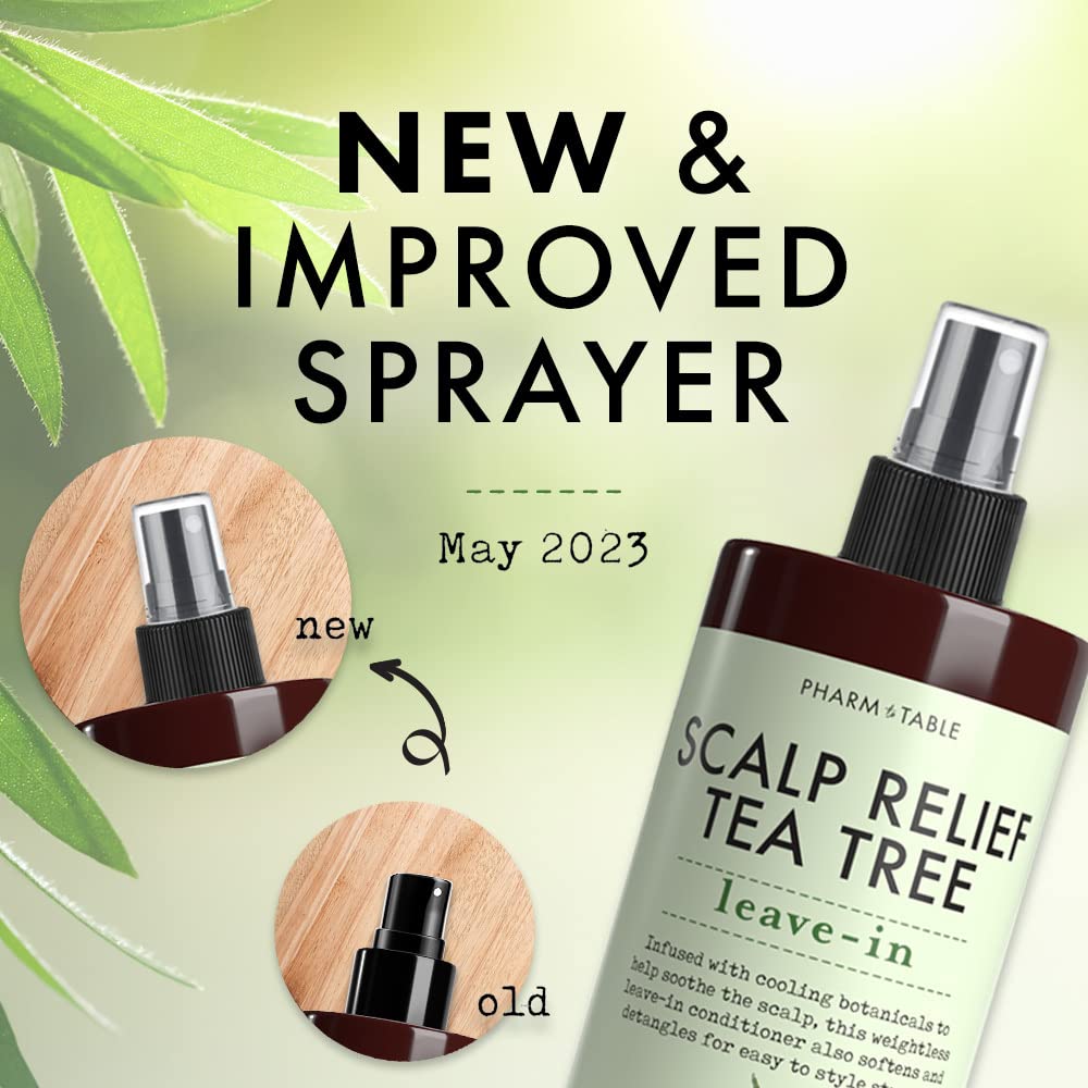 PHARM TO TABLE Tea Tree Oil Drops close-up for soothing, cooling scalp relief.