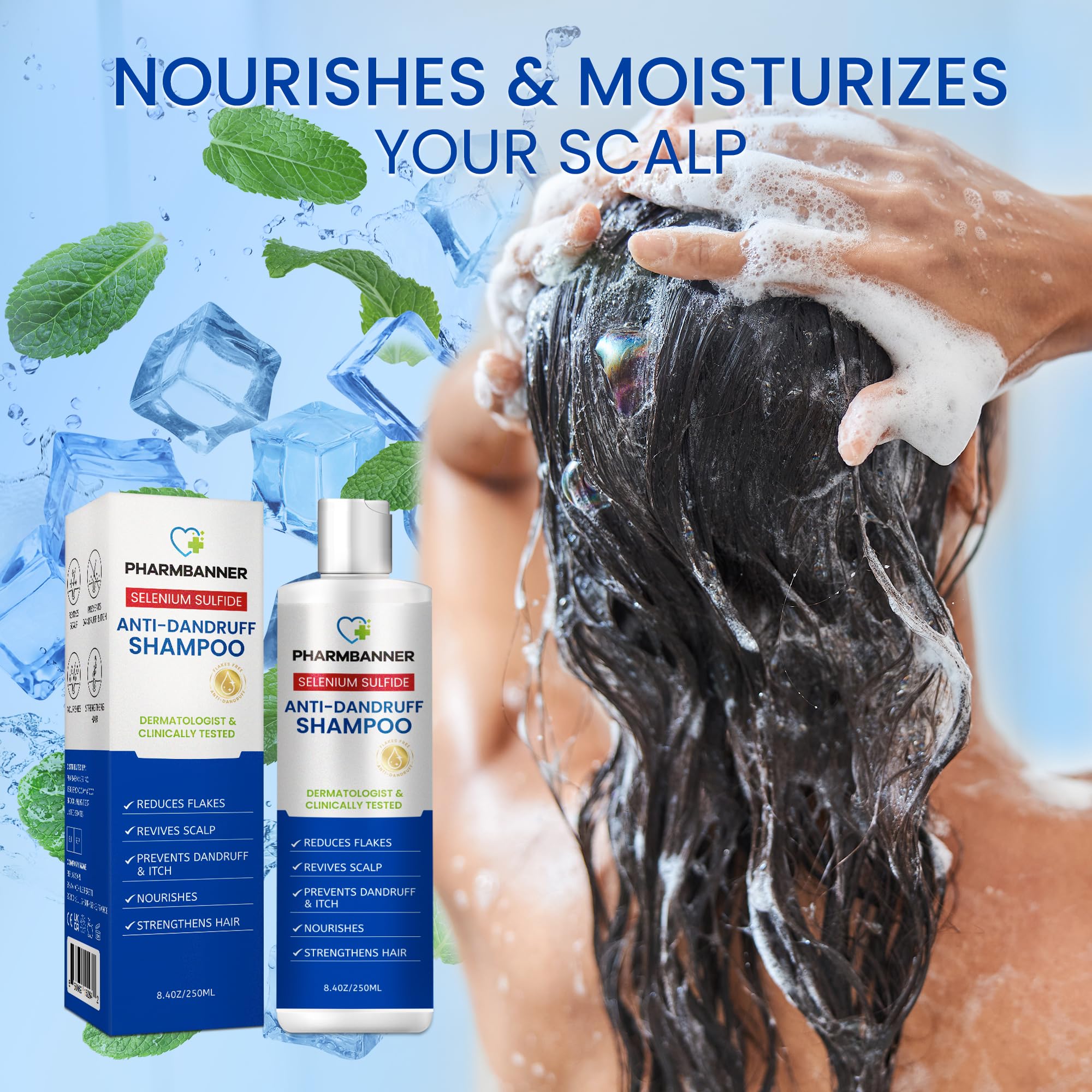 PHARMBANNER close-up of clean, healthy-looking hair