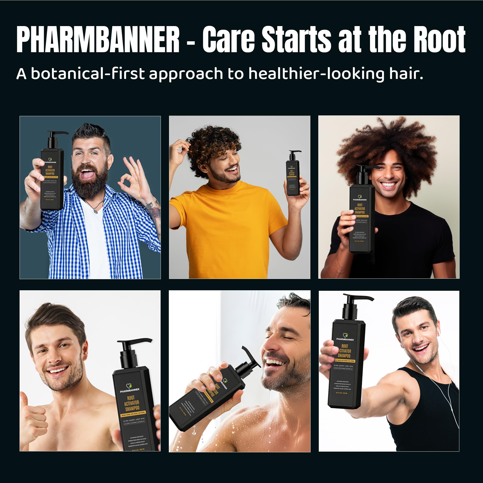 PHARMBANNER daily-use hair care scene demonstrates a thrice-weekly routine.