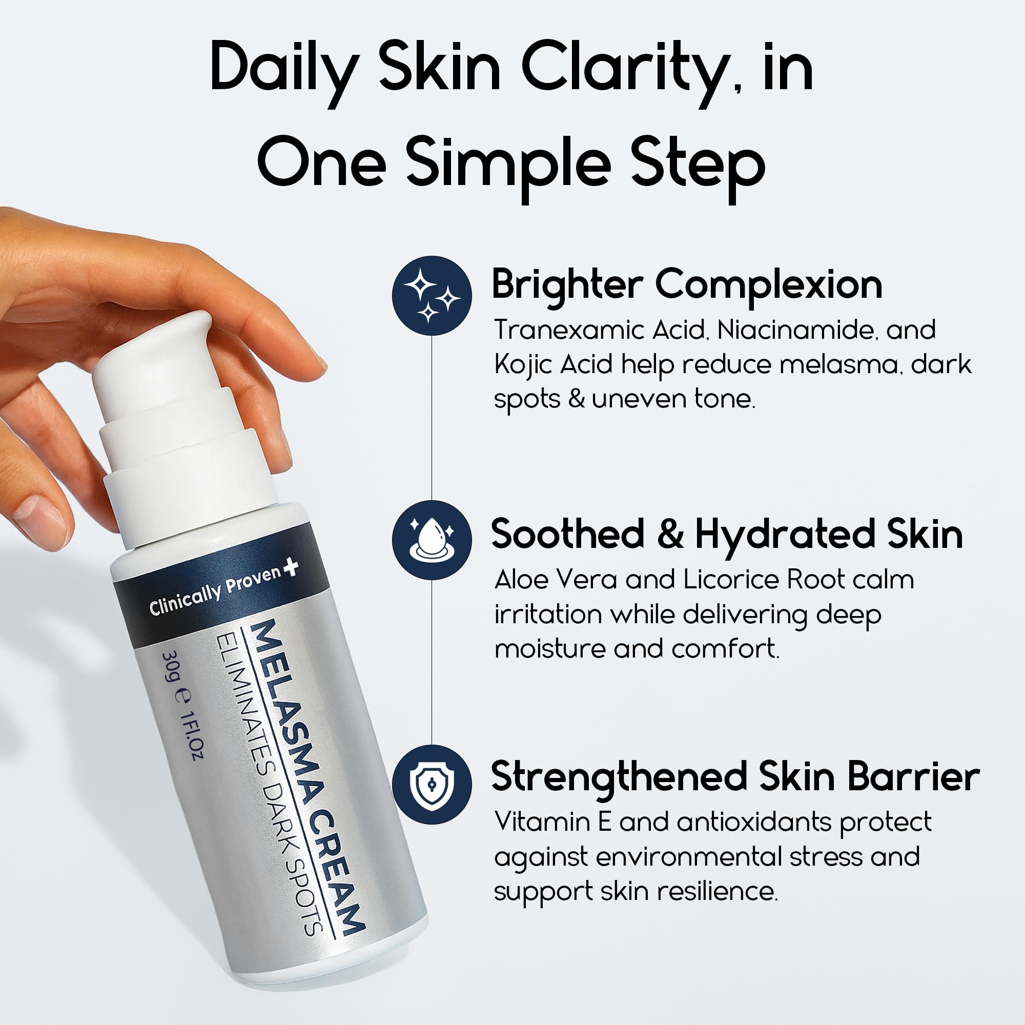 Pharmlitalia Skin Lightening Cream bottle highlighting an even-toned complexion over time.