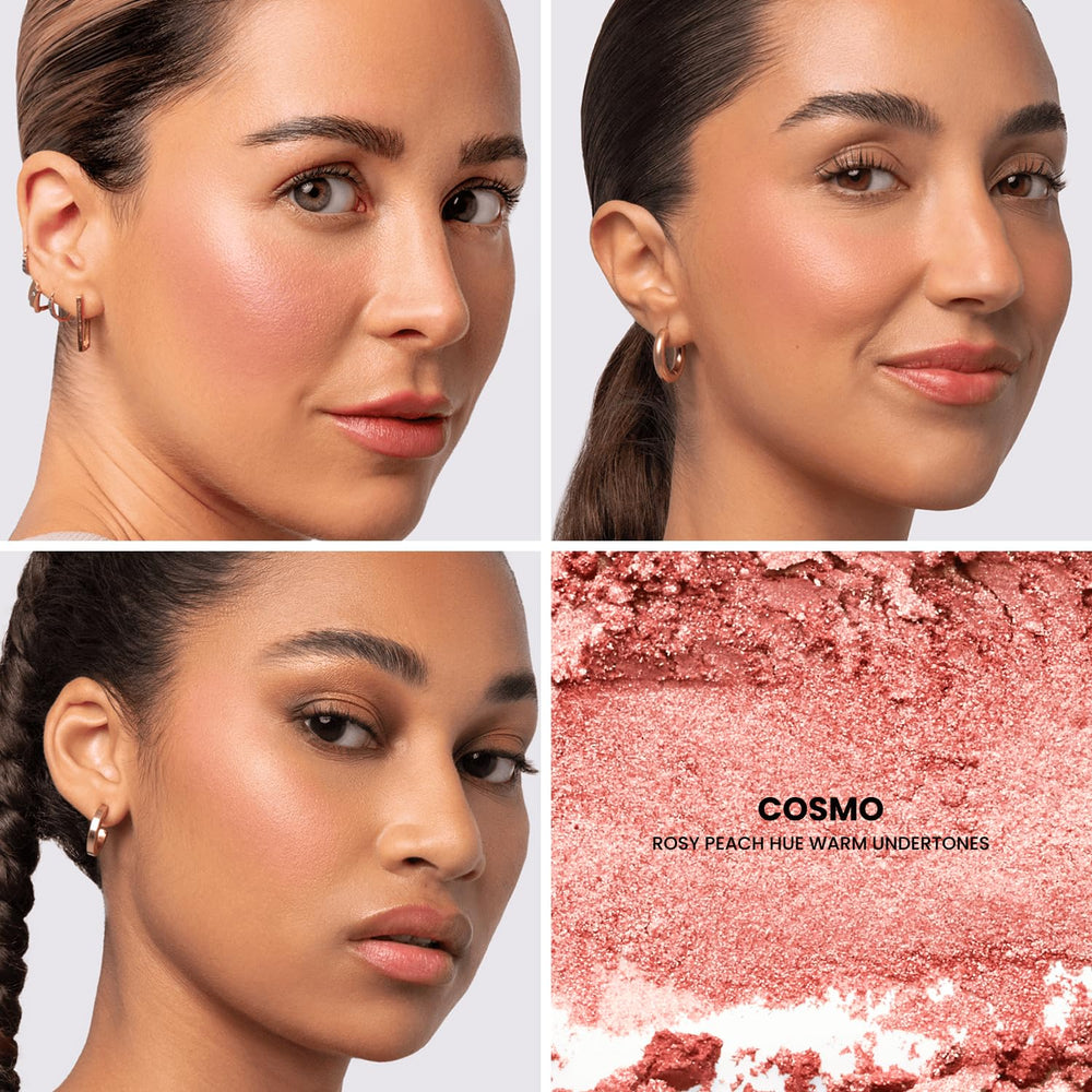 Phase Zero Cosmo soft pink blend on cheeks for everyday brightness.