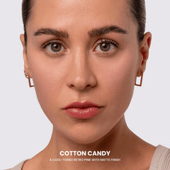 Phase Zero Cotton Candy swatch on skin for even, matte pink finish.