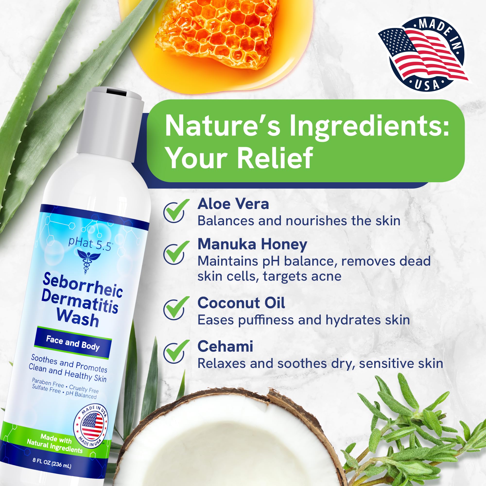 pHat 5.5 aloe vera coconut oil blend image emphasizing hydration