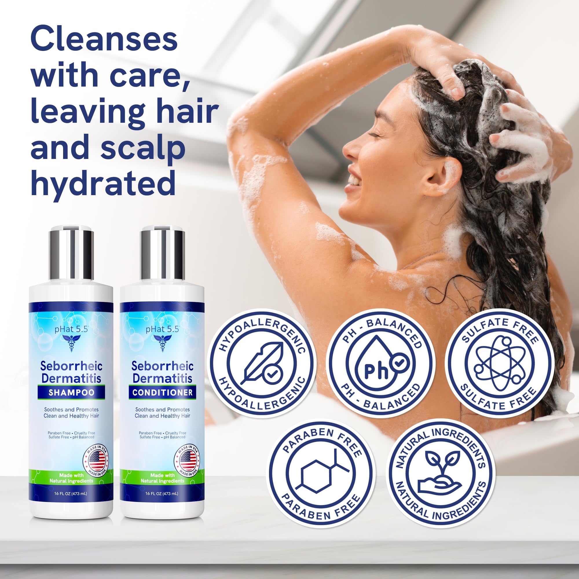 pHat 5.5 color-treated hair friendly formula preserves moisture and shine.