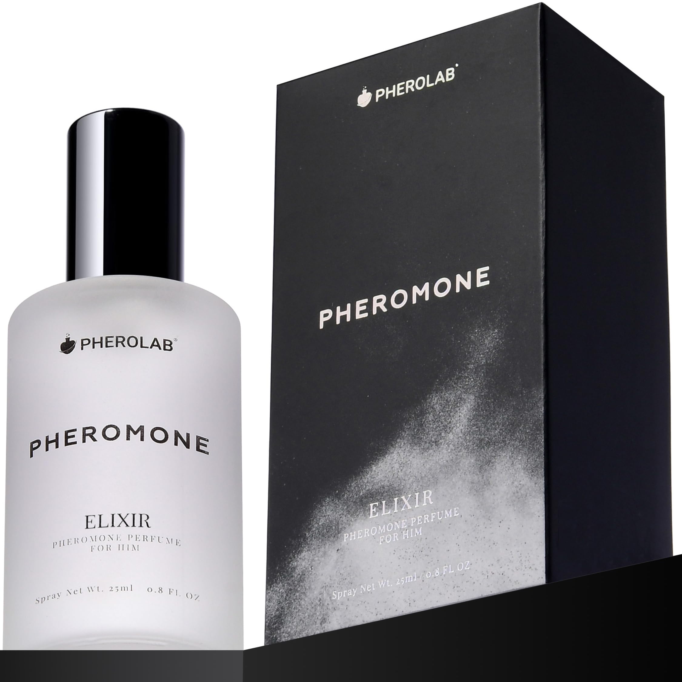 PHEROLAB Elixir bottle closeup highlights premium packaging and magnetic scent potential.