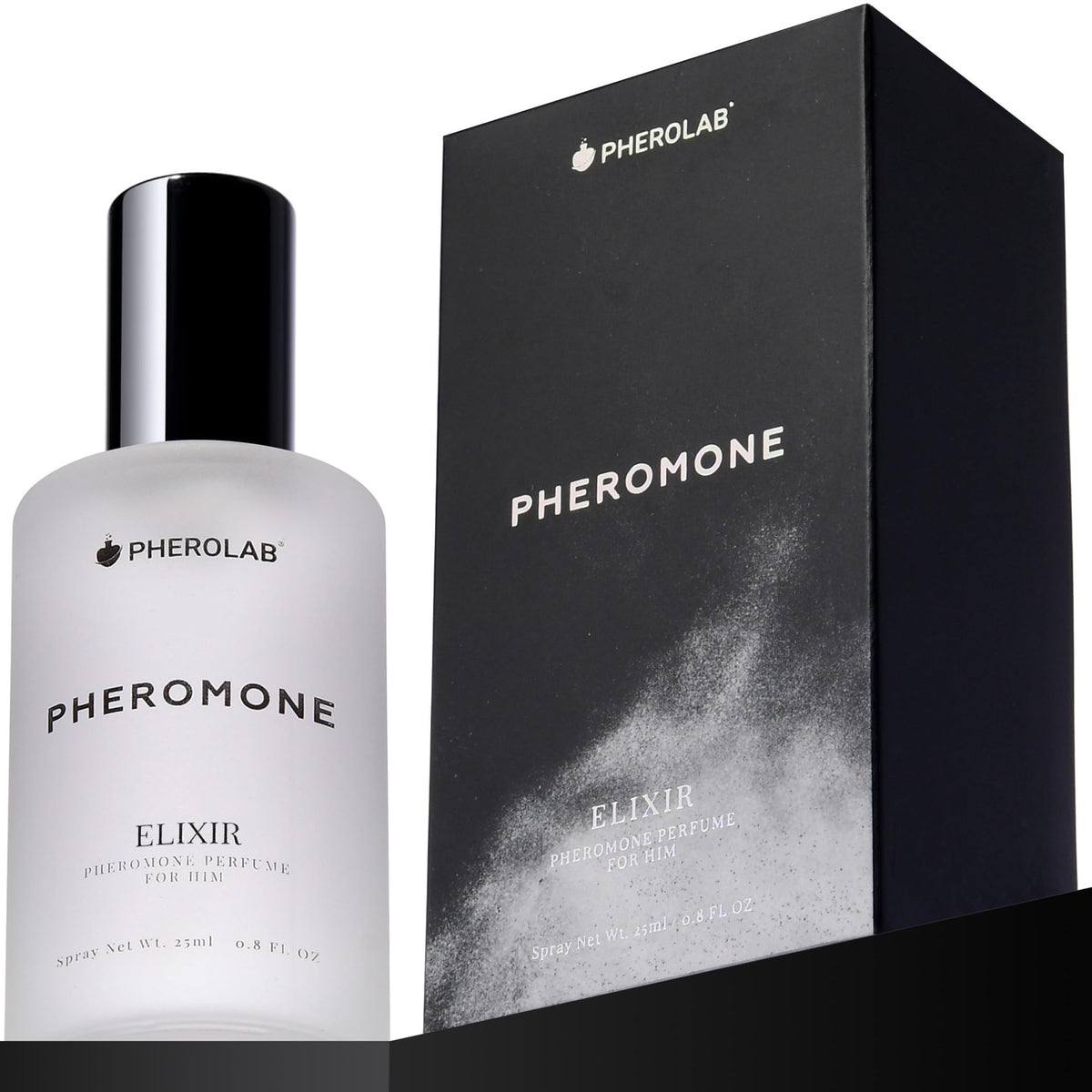PHEROLAB Elixir bottle closeup highlights premium packaging and magnetic scent potential.