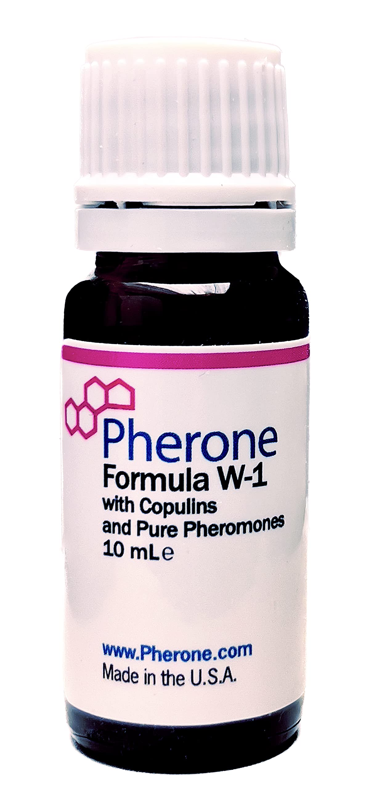 Pherone W-1 bottle close-up showing compact concentration for daily wear.