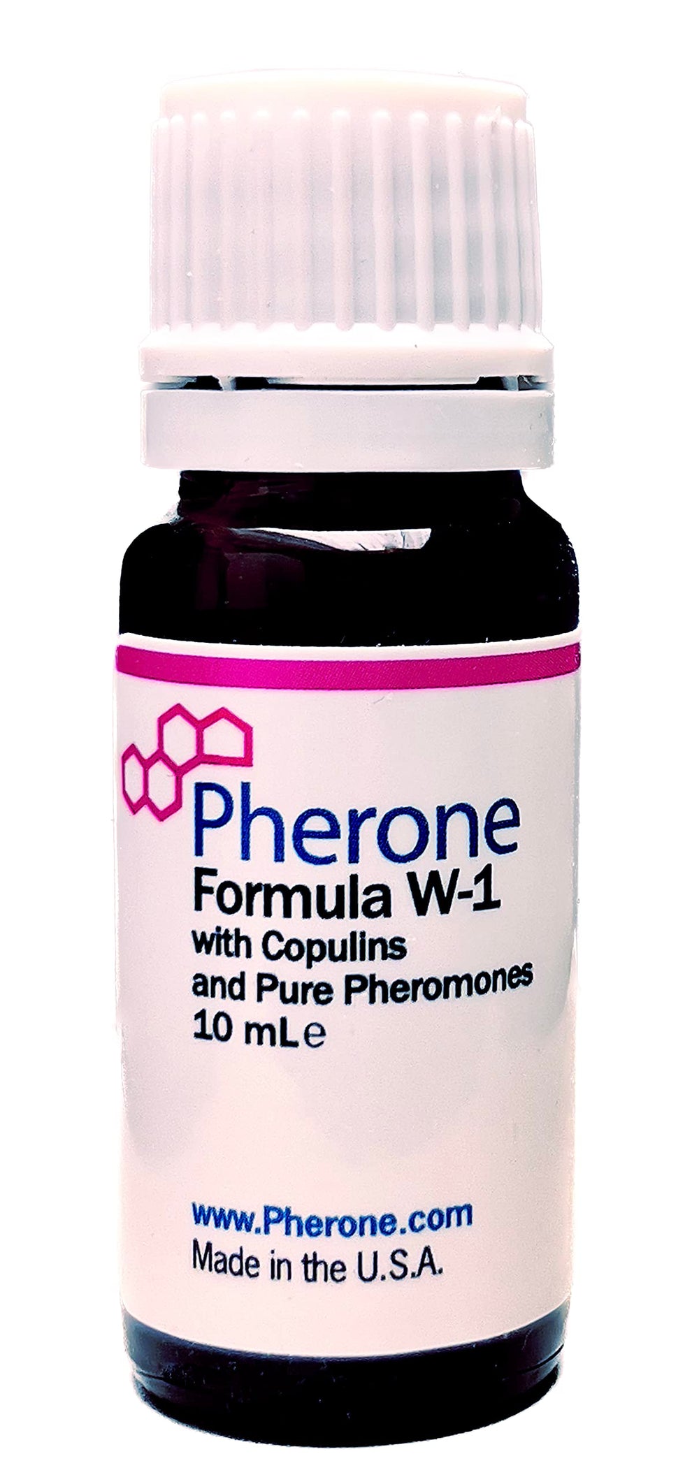 Pherone W-1 bottle close-up showing compact concentration for daily wear.