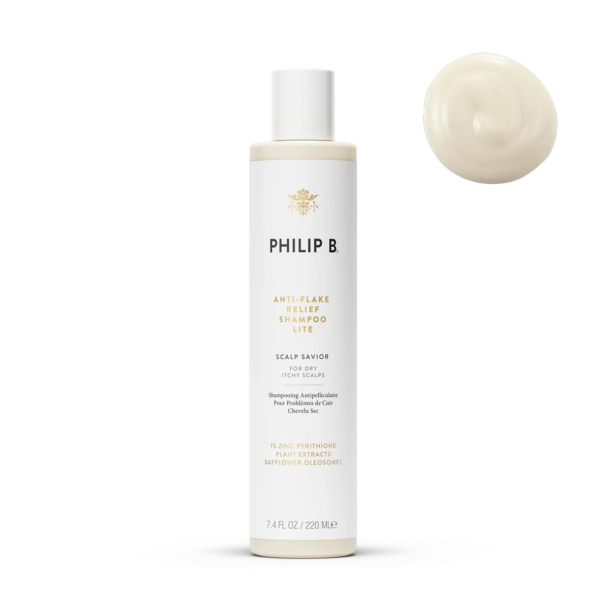 PHILIP B Anti-Flake Relief Shampoo Lite bottle illustrating soothing scalp care