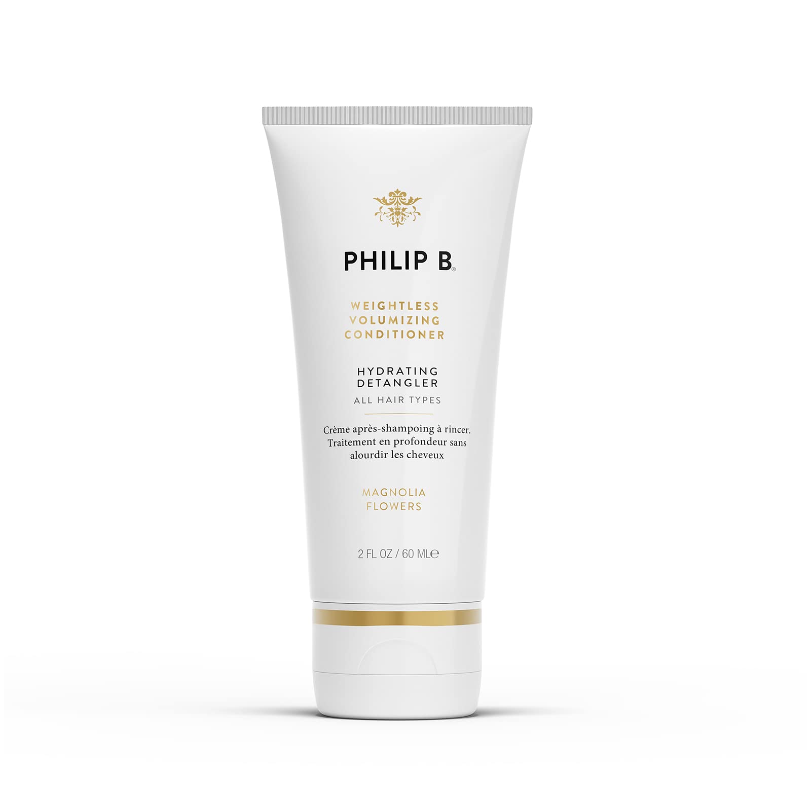 PHILIP B Weightless Volumizing Conditioner bottle front for lightweight detangling.