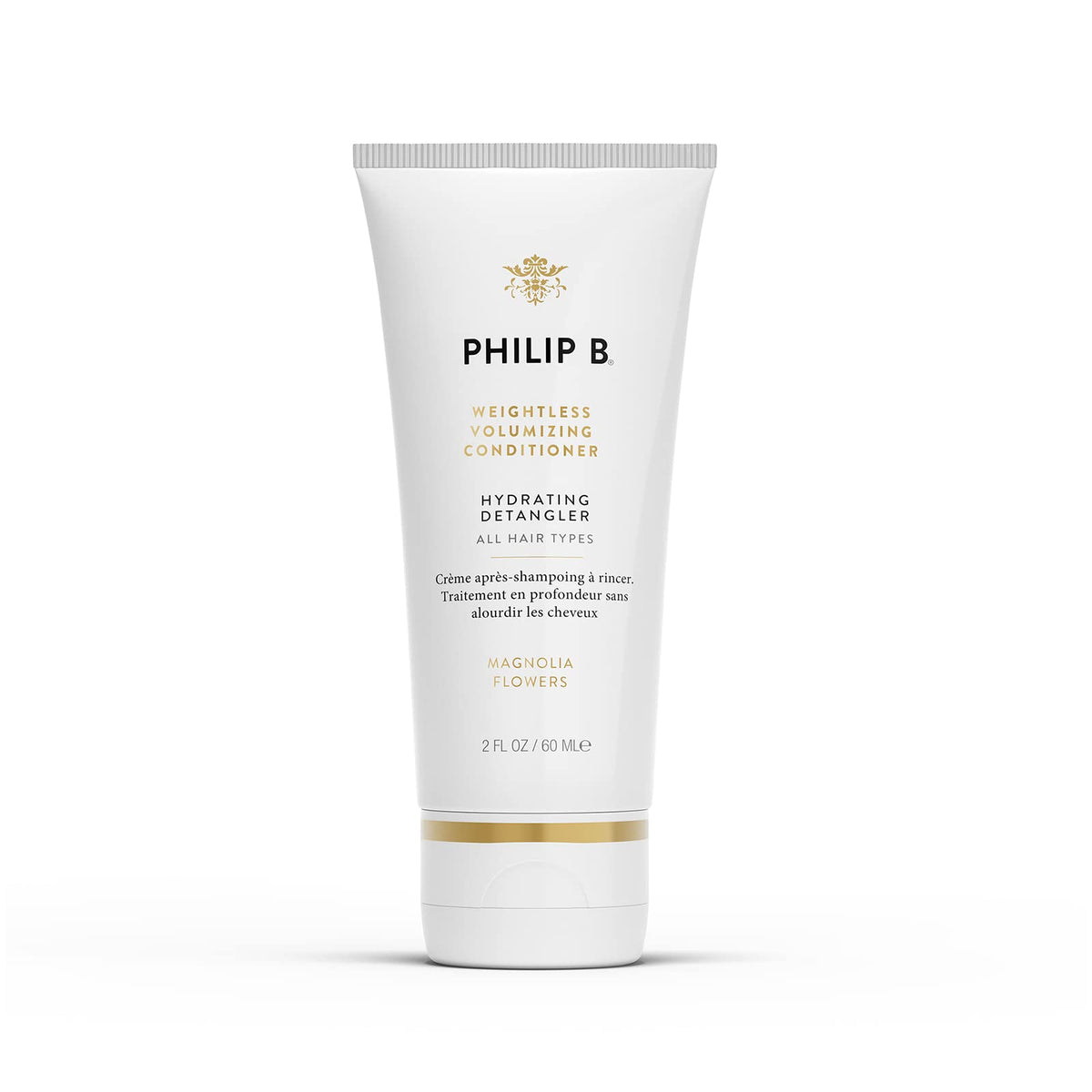 PHILIP B Weightless Volumizing Conditioner bottle front for lightweight detangling.