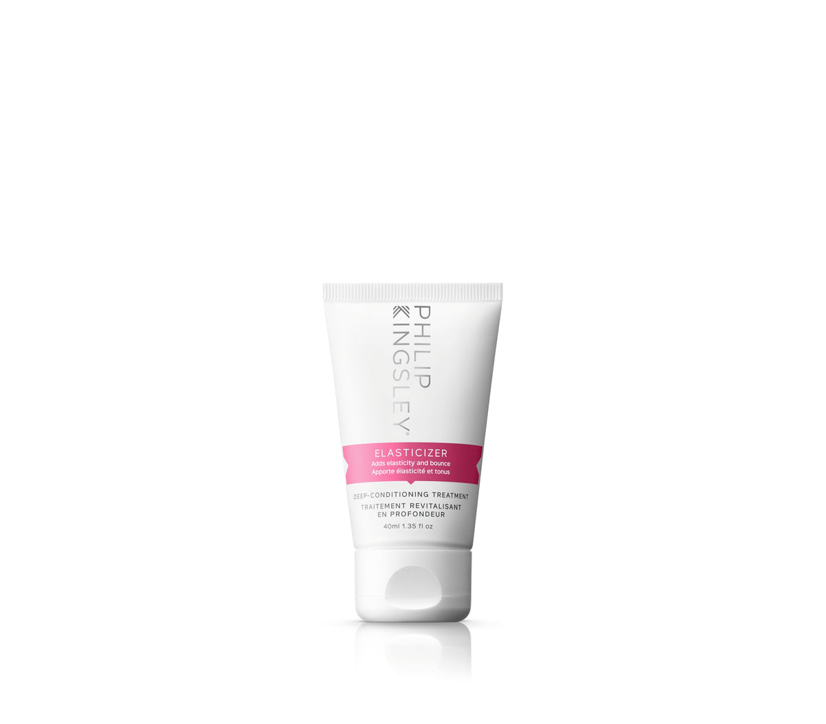 Philip Kingsley Elasticizer bottle closeup for pre-shampoo hydration and shine