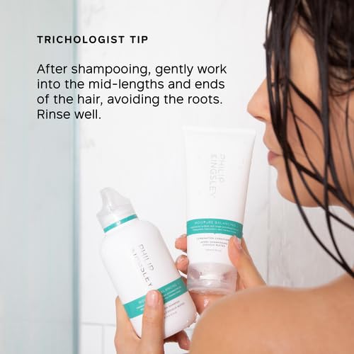 PHILIP KINGSLEY Moisture Balancing Conditioner routine shot shows hydration in daily hair care.