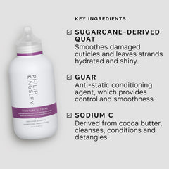 Philip Kingsley Moisture Extreme Enriching Shampoo creates rich foamy lather to cleanse and condition curls