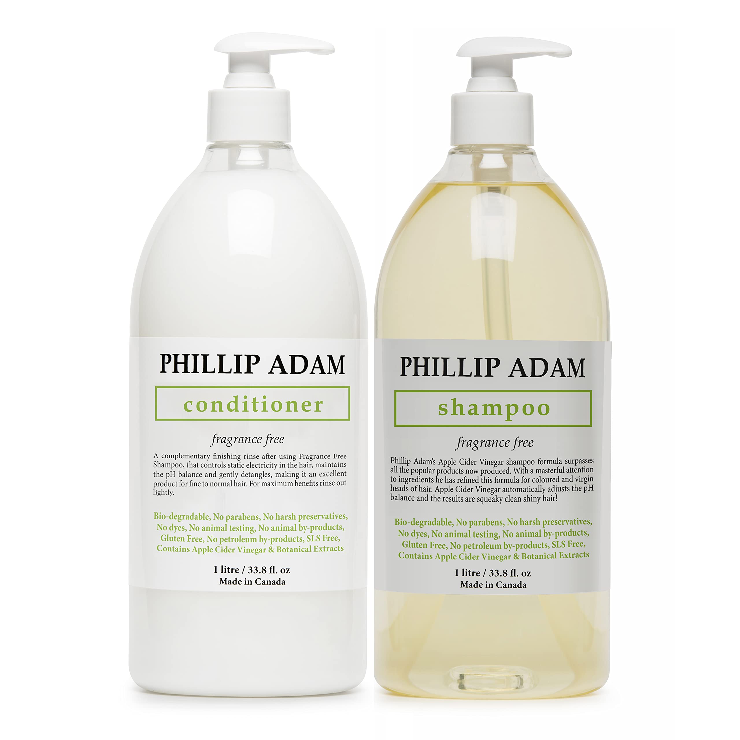Phillip Adam fragrance-free shampoo bottle with pump for daily cleansing