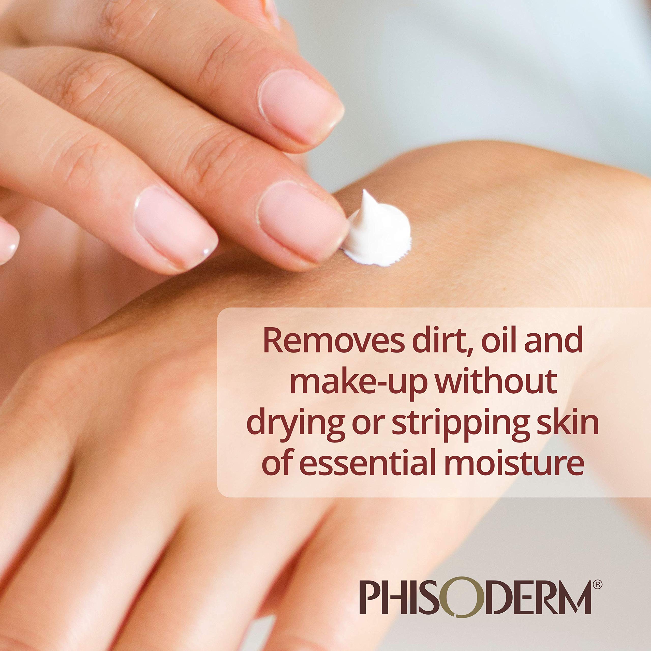 Phisoderm close-up of pores before cleansing showing benefits of application.