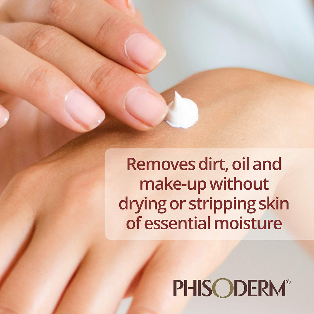 Phisoderm close-up of pores before cleansing showing benefits of application.