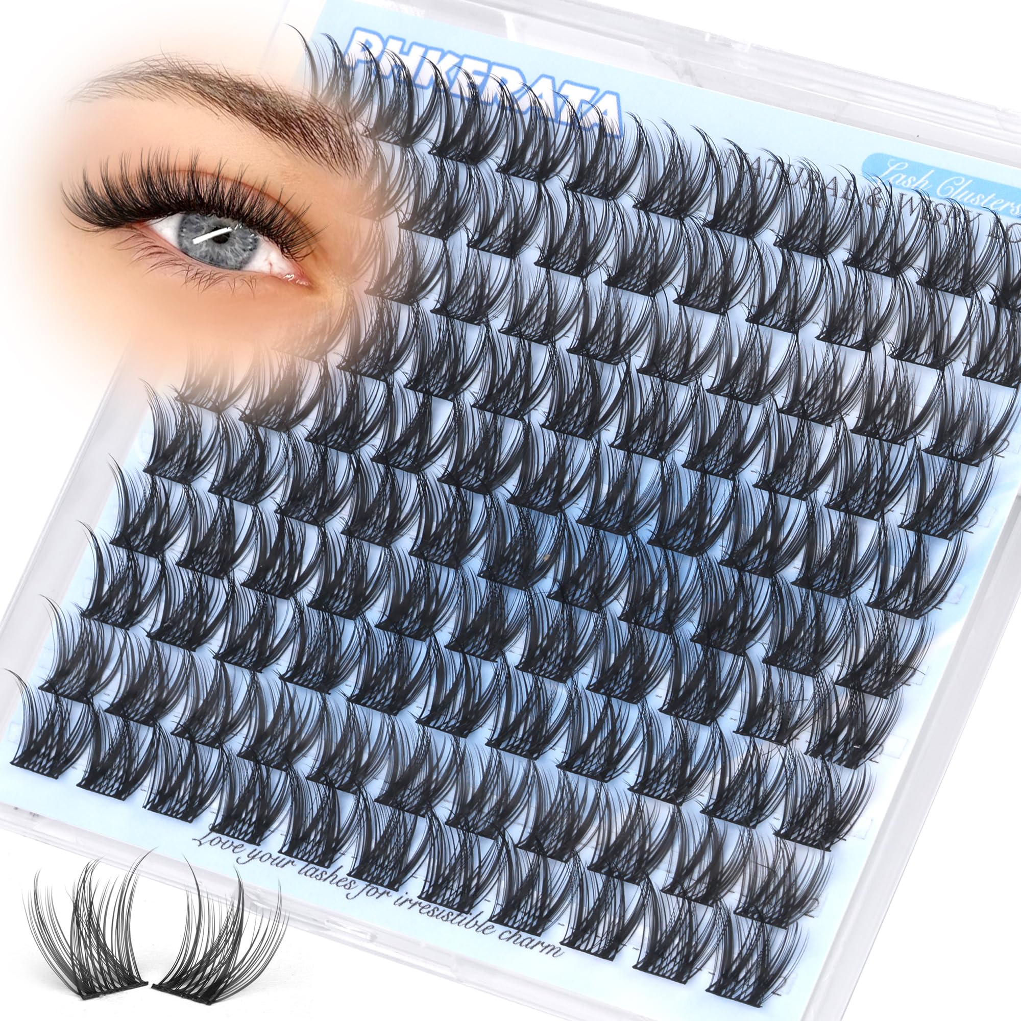 PHKERATA 12mm wispy lash clusters pack for natural volume and day-to-day wear