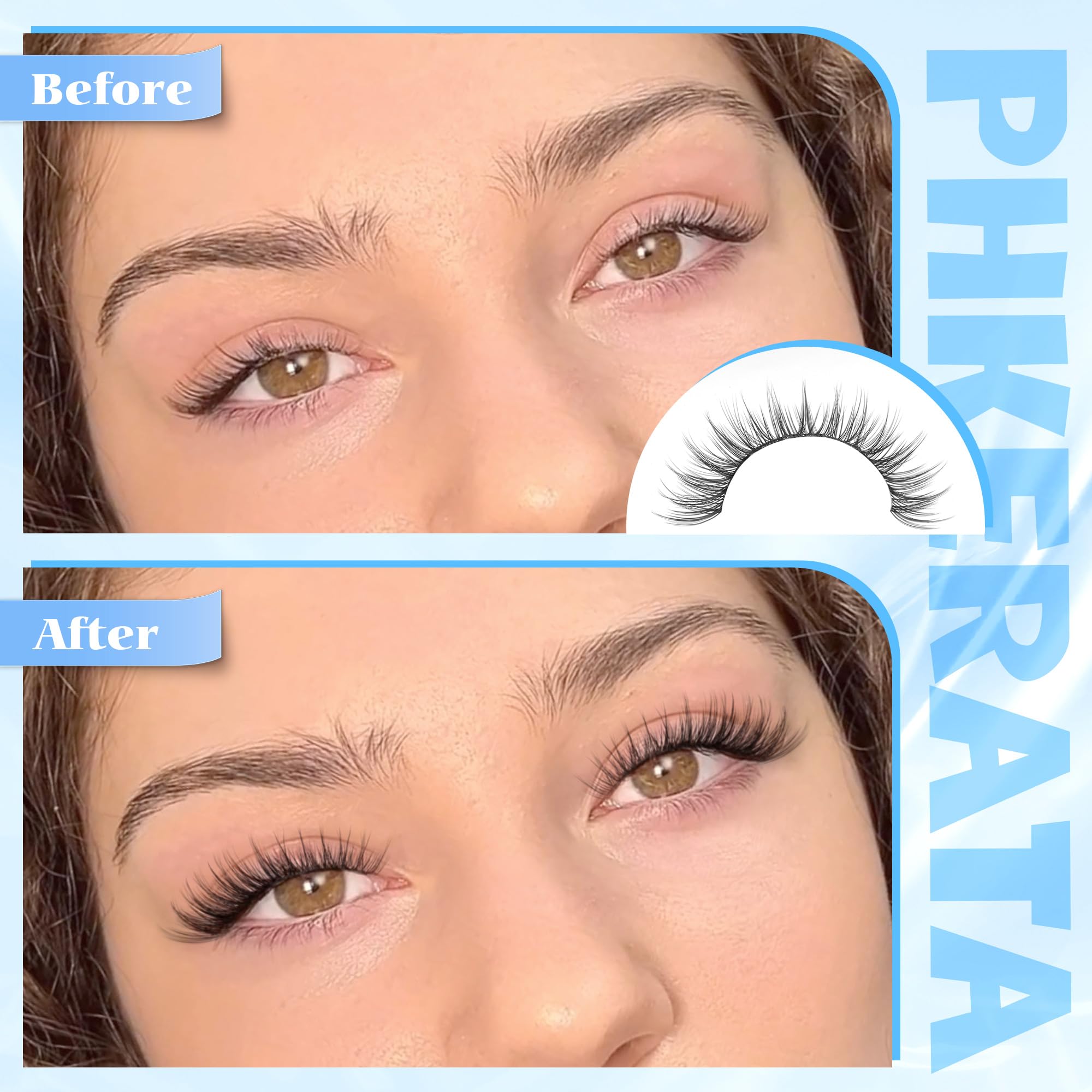 PHKERATA soft-band lashes providing all-day comfort.