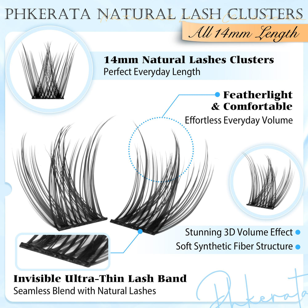 PHKERATA wispy 14mm lashes for gentle daily length.