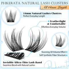 PHKERATA wispy 14mm lashes for gentle daily length.