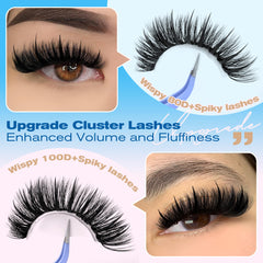 PHKERATA wispy 80D+100D cluster blends with natural lashes.
